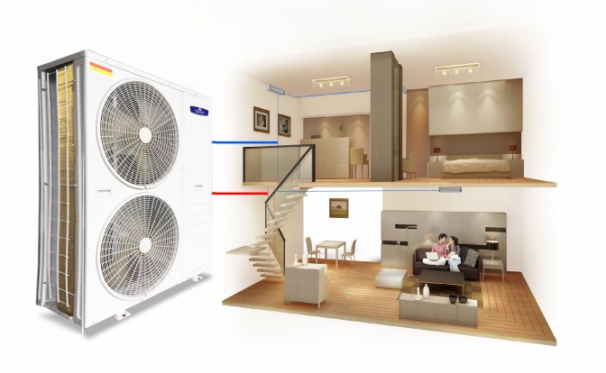 贝博空⽓能变频热泵冷热⽔机组